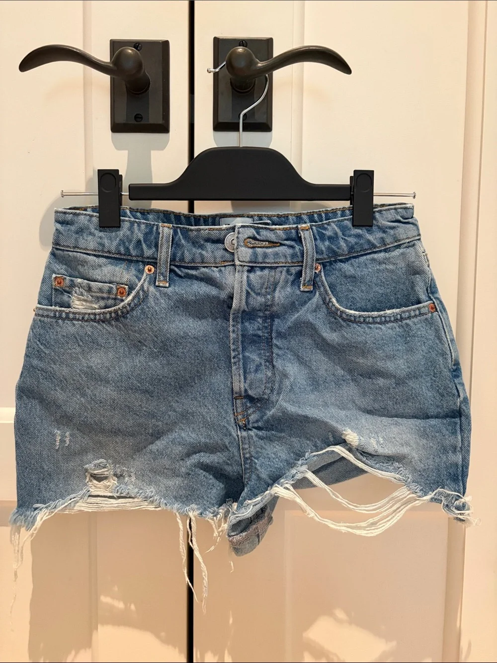 BDG Light Blue Distressed Summer Cutoff Denim Shorts
